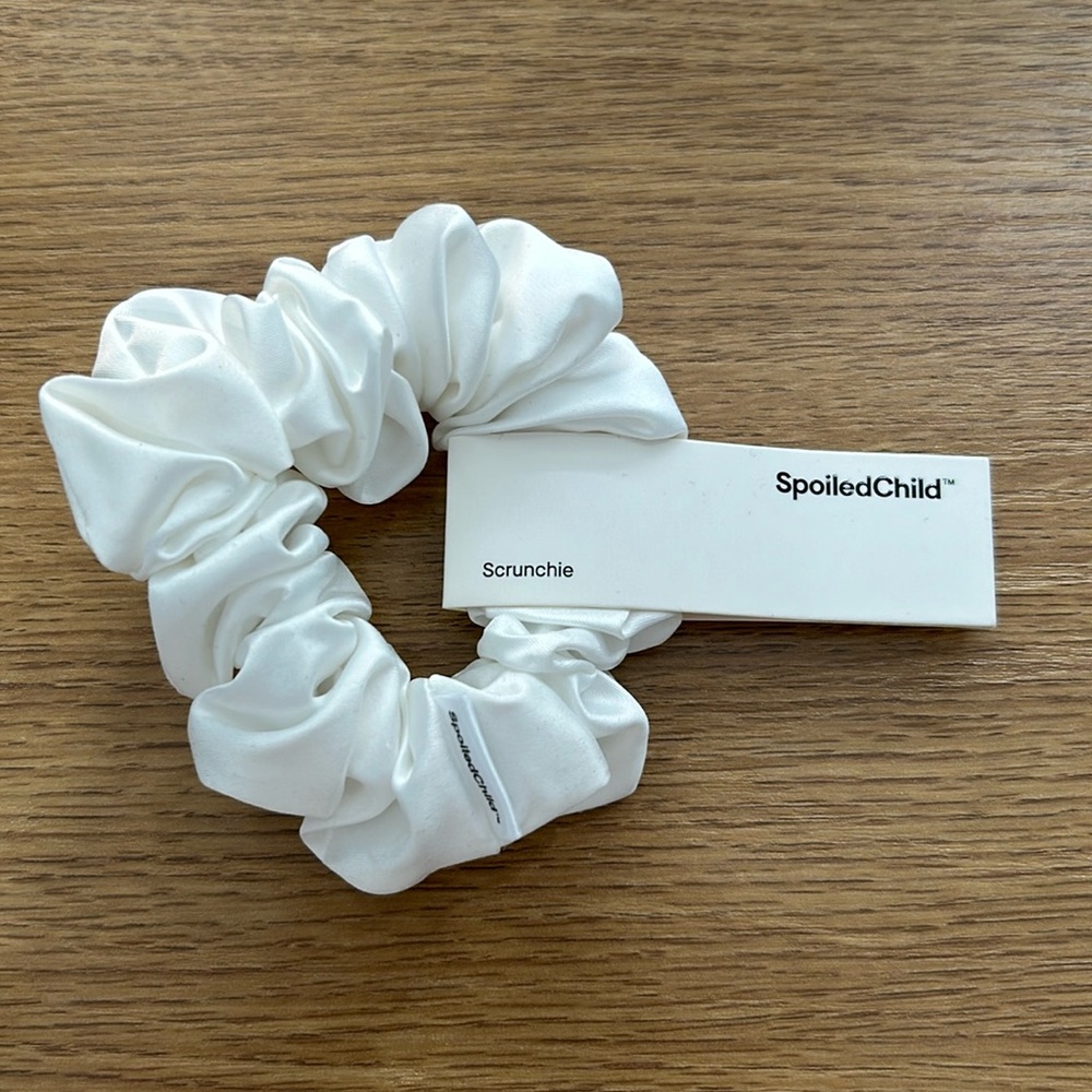 Spoiled Child White Silk Luxe Scrunchie